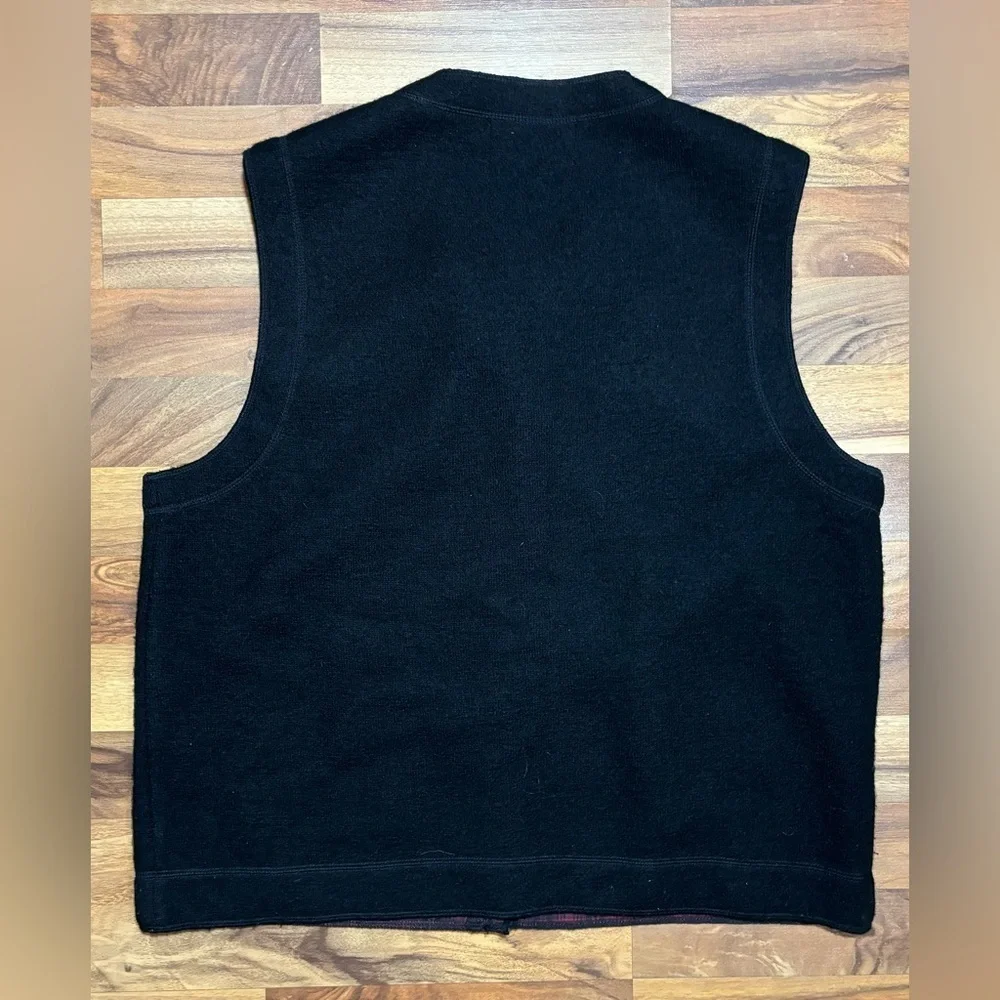 Woolrich 100% Boiled Wool Button Front Vest Sleeveless Cabin Lodge Black Size L
